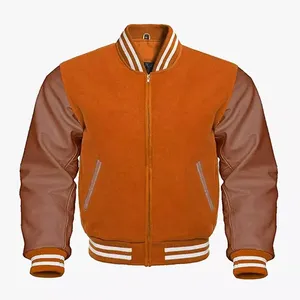 High Quality Custom Print Embroidered <b>Canvas</b> Stand Collar Front Logo Oversized Varsity <b>Jacket</b> for <b>Men</b> - Product Image 6