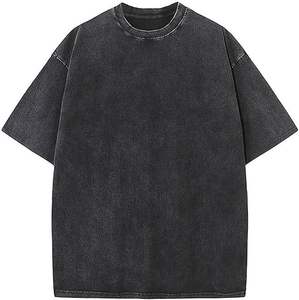 100% algodón para hombres, camiseta lavada con ácido con logotipo personalizado para hombres, ropa de calle de alta calidad, camisetas Vintage de gran tamaño para hombres - Product Image 3