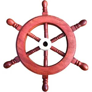 Laiton et bois bateau roue navires volant Vintage capitaine Pirate tenture murale Antique bateau en bois roue en gros inde - Product Image 3