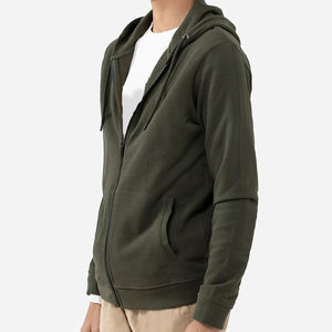 Solid Plain Black Fleece Hoodie Plain Zipper Hoodie Alta calidad Cómodo Personalizar Tamaño logo y Color Zipper Basics Hoodie - Product Image 3