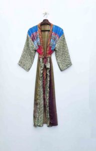 Vestido Kimono de Seda Elegante, Vintage, Bohemio, Indio, para Mujer, con Estampado Floral Personalizado, Cuello en V, Ropa de Dormir, con Talla Personalizable - Product Image 2