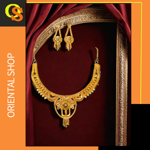 ชุดต่างหูสร้อยคอพร้อมชุดเครื่องประดับต่างหูชุบทอง22K สำหรับผู้หญิงชุดสร้อยคอต่างหูแบบพรีเมี่ยม - Product Image 2