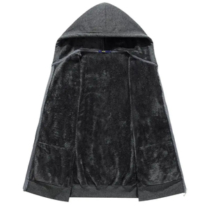 High Quality 100% Cotton Unisex Pullover Hooded Sweatshirts Streetwear Tracksuits Winter Heavyweight Denim Solid Embossed - Product Image 3