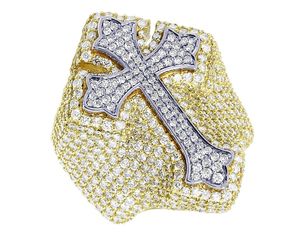 Custom 10K Yellow Gold Lab Grown Diamond Studded <b>Cross</b> Ring Fully Iced Out Hip Hop Statement Jewelry for <b>Men</b> - Product Image 2