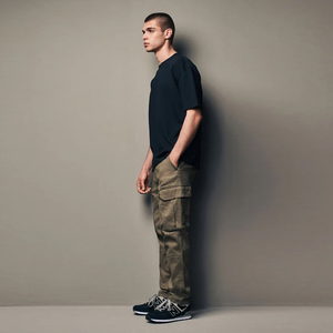 Pantalon cargo de jogging personnalisé pour hommes Vêtements de travail tricotés en coton Pantalon cargo ample pour hommes avec poche - Product Image 3