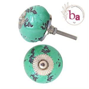 Boutons et poignées de porte de commode de tiroir d'armoire en céramique dégradée verte Meubles de style design industriel - Product Image 1