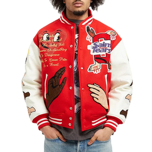 Stand de vestes universitaires pour hommes sur mesure Broderie en cuir de laine avec logos en chenille personnalisés Broderie Letterman - Product Image 3