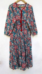 Phụ Nữ Tuyệt Vời Tùy Chỉnh In Mùa Hè Dân tộc Ăn Mặc Lỏng Maxi Chiều Dài Dài Bông Chất Liệu Vải Lanh Tự Nhiên Nút khiêm tốn Giản Dị - Product Image 2