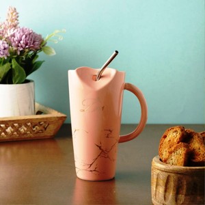 แก้วกาแฟฐานสีฟ้าพิมพ์ลายแก้วเซรามิกทำด้วยมือ - Product Image 5