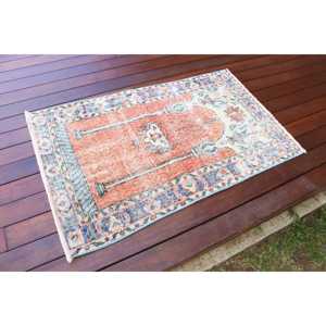 Tapis turc vintage, petit tapis de 2,4 x 3,8 pieds, tapis patchwork orange - Product Image 2