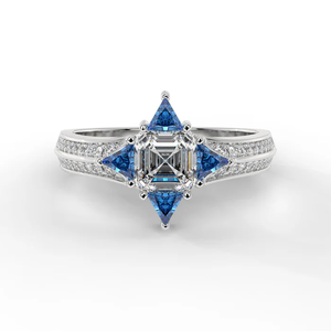 Cut Lab Created Women's Centre Stone Geometric Minimalist Sterling Silver 18K White Rose Gold Plating Diamond Frame <b>Ring</b> - Product Image 6