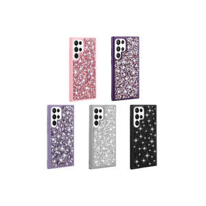 Funda Protectora de Lujo Plateada TCMK Serie Linea para Samsung Galaxy S23 Ultra, Diseño de Piedras Brillantes, Alta Resistencia, 14 Plus - Product Image 2