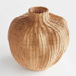 Venta al por mayor jarrón escultórico de mimbre tejido florero decorativo de mimbre Natural decoración del hogar jarrón de cesta de estilo bohemio - Product Image 2