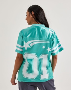 Tops cortos cuadrados personalizados para mujer, camiseta de fútbol transpirable de talla grande, camiseta americana de malla de poliéster - Product Image 5