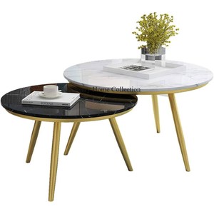 Table gigogne Home Designer Fancy Look Table multifonctionnelle Lot de 3 avec plateau en bois Forme ronde et cadre en métal Couleur noire - Product Image 6