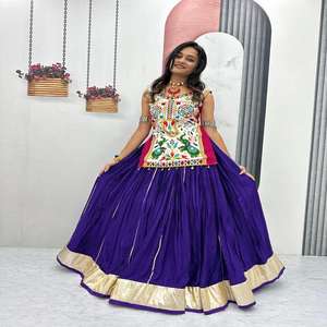 Lehenga choli ริบบิ้นผ้าฝ้ายแท้6เมตรเส้นขอบแบบดั้งเดิมสำหรับงานเลี้ยงฉลอง - Product Image 2