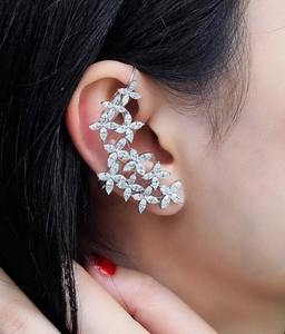 Moissanite Marquis Shape Beautiful Earrings Ear cuff Dainty Ear Cuff Mujeres Dainty Crawler Climber Cartílago Boda nupcial - Product Image 4