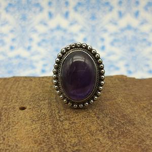 Bague pour femme élégante en argent massif 925 de haute qualité Ensemble de pierres précieuses améthyste africaine audacieuse Bijoux fins pour les mariages et les fêtes - Product Image 4