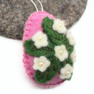 Huevos de Pascua y Adornos de Fieltro Rosa Hechos a Mano, Decoraciones Colgantes de Pared para Pascua - Product Image 2