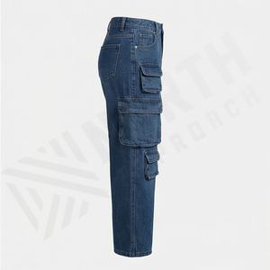 New Arrival Custom Logo Wholesale Clothing <b>Stretchy</b> Denim <b>Jean</b> Pants <b>Women's</b> <b>Jeans</b> Cargo Multi Pockets Distressed Baggy Trousers - Product Image 3