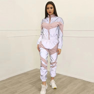 Conjunto Deportivo Azul para Mujer con Capucha, Manga Larga, Diseño Sólido, Sudadera Casual con Cierre Frontal y Pantalones con Bolsillos Laterales - Product Image 3