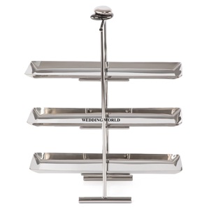Three Tier Silver Finished Handmade <b>Chocolate</b> Tray <b>Hot</b> Selling Designer Wholesale New Metal <b>Chocolate</b> Platter - Product Image 5