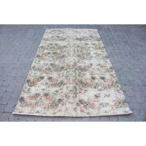 Alfombra Turca Vintage Grande de 4.8x8.5 pies, Alfombra de Lana Blanca y Roja de Estilo Suroeste - Product Image 1