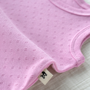 Débardeur tricoté rose sans manches pour bébé fille, en coton respirant, col rond, décontracté, pour l'été, 0-24 mois - Product Image 5