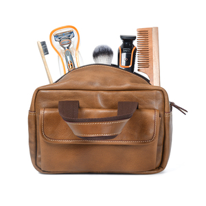 Neceser de viaje Premium Elegante bolso de cuero genuino con cierre de cremallera de moda de negocios de la India - Product Image 1