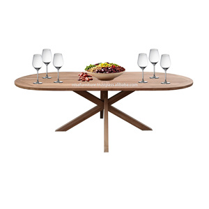 Table à manger ovale en teck indonésien de qualité supérieure, meubles de jardin en gros pour hôtel, villa, complexe hôtelier, application extérieure - Product Image 1