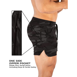 Pantalones cortos de entrenamiento atlético para gimnasio para hombre, pantalón de secado rápido que absorbe la humedad, pantalón para correr, patrón sólido, prácticos bolsillos para teléfono, gran oferta - Product Image 3