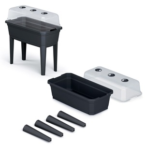 Fioriera alta Prosperplast Respana Ecoline con coperchio, realizzata in plastica color antracite, 74,9 (lunghezza) x 36,8 (larghezza) x 77,7 cm - Product Image 1