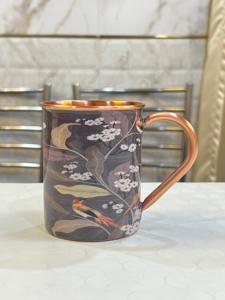 Tasse en cuivre gravée avec logo personnalisé de forme cylindrique avec paille de finition en cuivre brillant - Product Image 5