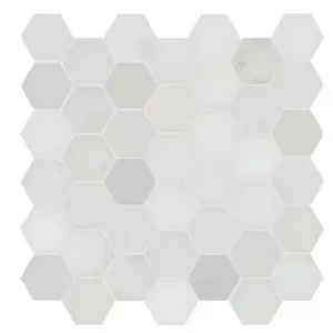 MSI Hexágono 12 Pulgadas. X 13 pulgadas. Azulejo montado en malla de mármol pulido Bianco Dolomite Piedra sinterizada - Product Image 1