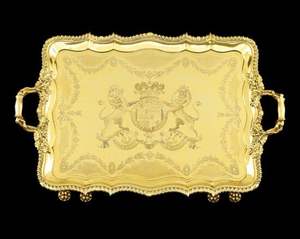 Nouvel arrivage Plateau de service alimentaire en métal laiton antique populaire de style rustique Plateau de service petit déjeuner martelé en laiton avec un style unique - Product Image 4