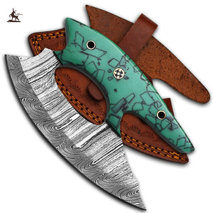 Rebanadora de pizza hecha a mano de Damasco, cortador con mango de resina Ulu Knife, Ullu Knife - Product Image 5