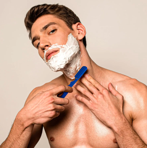 Maquinilla de afeitar de borde recto de peluquero profesional azul con 100 cuchillas de paquete 100 por ciento de acero inoxidable POR ANAAIF - Product Image 6