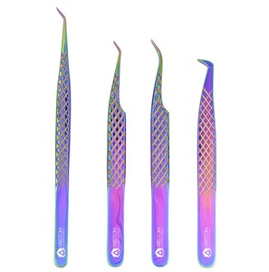 Juego de pinzas de extensión de pestañas postizas de acero inoxidable Multicolor personalizables OEM 4 piezas - Product Image 1