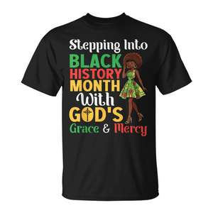 T-shirt da ragazza con la scritta 'God's Grace and Mercy' per il Mese della Storia Nera, abbigliamento promozionale - Product Image 1