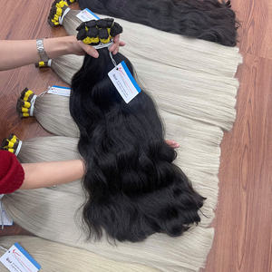 Qualité supérieure!! Fournisseur en gros Cuticule étirée double cheveux vierges en vrac Extensions de cheveux ondulés naturels en vrac - Product Image 3