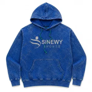 เสื้อฮู้ดผู้ชาย SINEWY SPORTS ผ้าฝ้ายเฟรนช์เทอร์รี่ ล้างสีแบบแอซิดวอช สวมใส่สบาย มีกระเป๋าหน้า ทรงปกติ ระบายอากาศได้ดี เหมาะสำหรับฤดูหนาว - Product Image 4