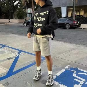 Sudadera con capucha de felpa estampada francesa de peso pesado para hombre, Sudadera con capucha y hombros caídos de gran tamaño - Product Image 2