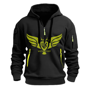 เสื้อสเวตเตอร์แบบสวมหัวของผู้ชายใหม่ฤดูใบไม้ร่วงเสื้อมีฮู้ดแบบลำลองทรงพอดีหลายกระเป๋า100% ทึบผ้าฟลีซ - Product Image 5