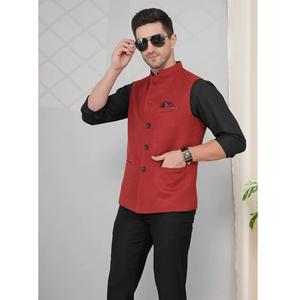 Hot Sale Mens Rust Color Waist <b>Coat</b> Luxury Fabric <b>Sleeveless</b> Formal Vest for Groom Wedding and Special Occasions for Sale - Product Image 1