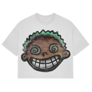 เสื้อยืดผ้าฝ้าย100% สำหรับผู้ชายทรงบ็อกซี่ฟิตเนสแขนสั้นโอเวอร์ไซส์สีพื้นพิมพ์ลายฮิปฮอป - Product Image 5