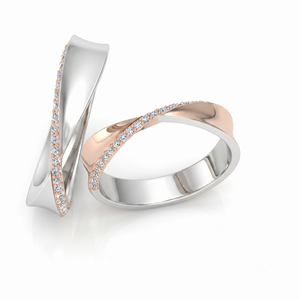 Anillos de Boda Clásicos con Diamantes, Anillos de Pareja con Diamantes Redondos de Corte Brillante, Diamantes Naturales y Cultivados en Laboratorio - Product Image 1