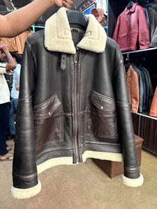 Veste bomber pour homme en cuir véritable, logo frontal fin, imperméable et écologique, personnalisable OEM - Product Image 5