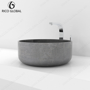 Elegante Lavabo Redondo de Porcelana China Nero Marquina, con Textura Sutil, Contemporáneo, para Baño y Tocador - Product Image 5