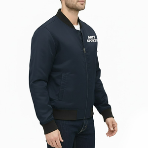 Blouson d'hiver pour homme de qualité supérieure, coupe bomber, coupe-vent, respirant, col en V, fermeture éclair sur le devant, logo, vêtement décontracté, couleur personnalisée - Product Image 3