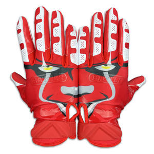 Guantes de fútbol americano para niños de la marca Handlady, stock al por mayor, revestimiento de silicona de cuero sintético dorado, gran agarre antideslizante - Product Image 3